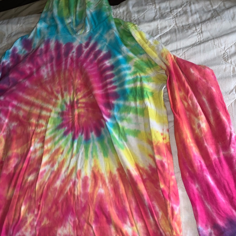 Unisex rainbow tie die hoodie - Picture 3 of 8